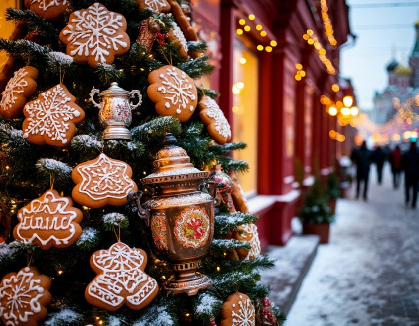 Русская ёлка наряженная пряниками